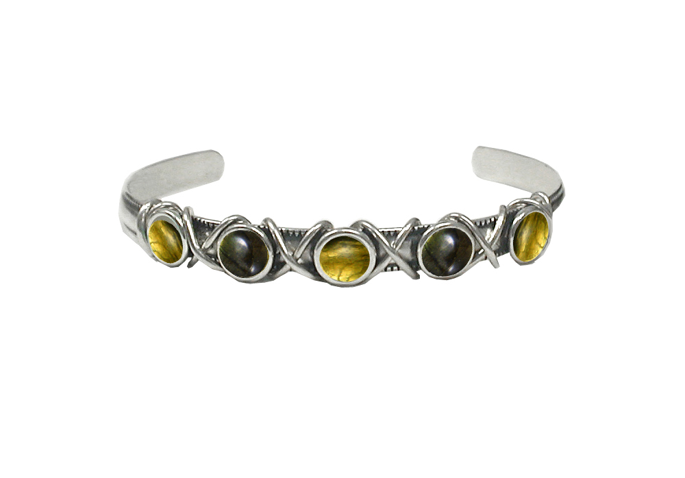 Sterling Silver Cuff Bracelet With Citrine And Spectrolite